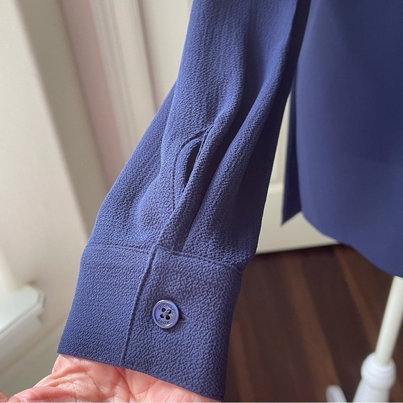 NWOT Michael Kors Navy Blue Tie Neck Blouse - Picture 8 of 13